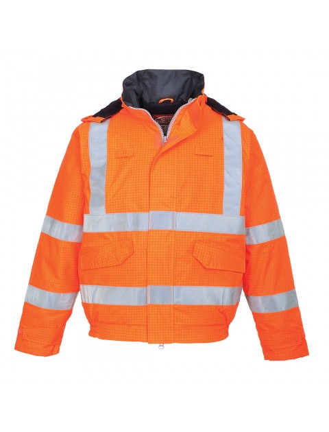 S773 Bizflame Rain Hi-Vis Antistatic FR Bomber Jacket Orange   Clothing  